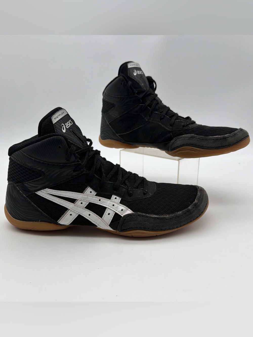ASICS Matflex Wrestling Shoes Black White Mens Size 9.5
